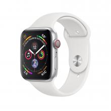 Apple Watch series 4 44mm GPS+Cellular Silver Aluminum Case with White Sport Band