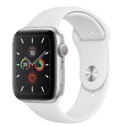 Apple Watch 5 44mm Silver Aluminum Case with White Sport Band