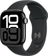 Apple Watch Series 10 42mm Jet Black Aluminum Case with Sport Band, Black