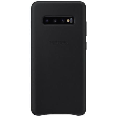 Кожаный чехол Leather Cover Samsung S10 Plus черный