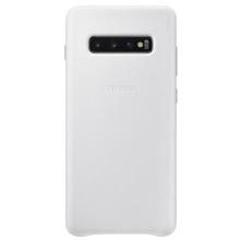 Кожаный чехол Leather Cover Samsung S10 Plus белый